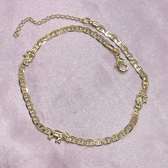 18k Gold Filled Anklet Elephant Mariner Link 10" long with 2" extension ✨🐘 - Picture 3 of 5